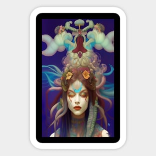 Freaking Cool Trippy Hippie Chic Girl Goddess Witch Sticker